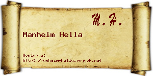 Manheim Hella névjegykártya